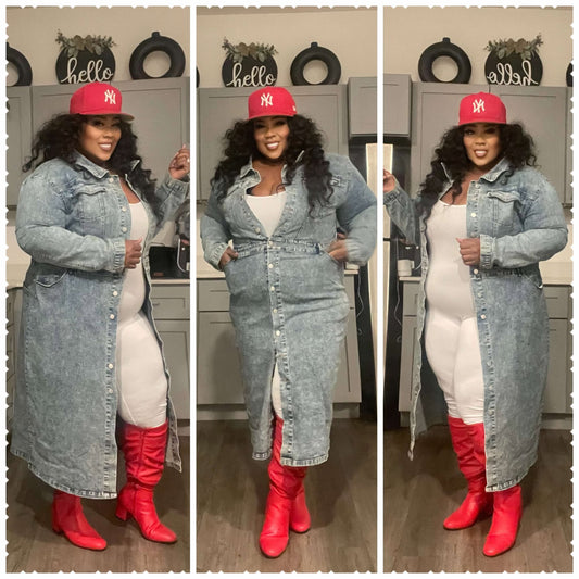 PLUS SIZE IN THE TRENCHES DENIM JACKET/DRESS-28