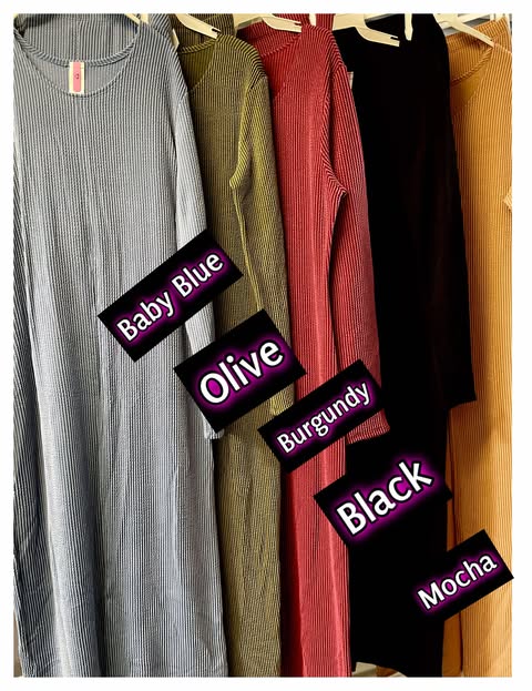 RIBBED 2-PIECE SPLIT TOP PANT SET-