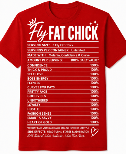 Plus Size FlyFat Chick "THE INGREDIENTS" TEE-RED