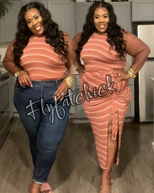 PLUS SIZE IN A DAZE 2-PIECE BODYSUIT & SKIRT SET