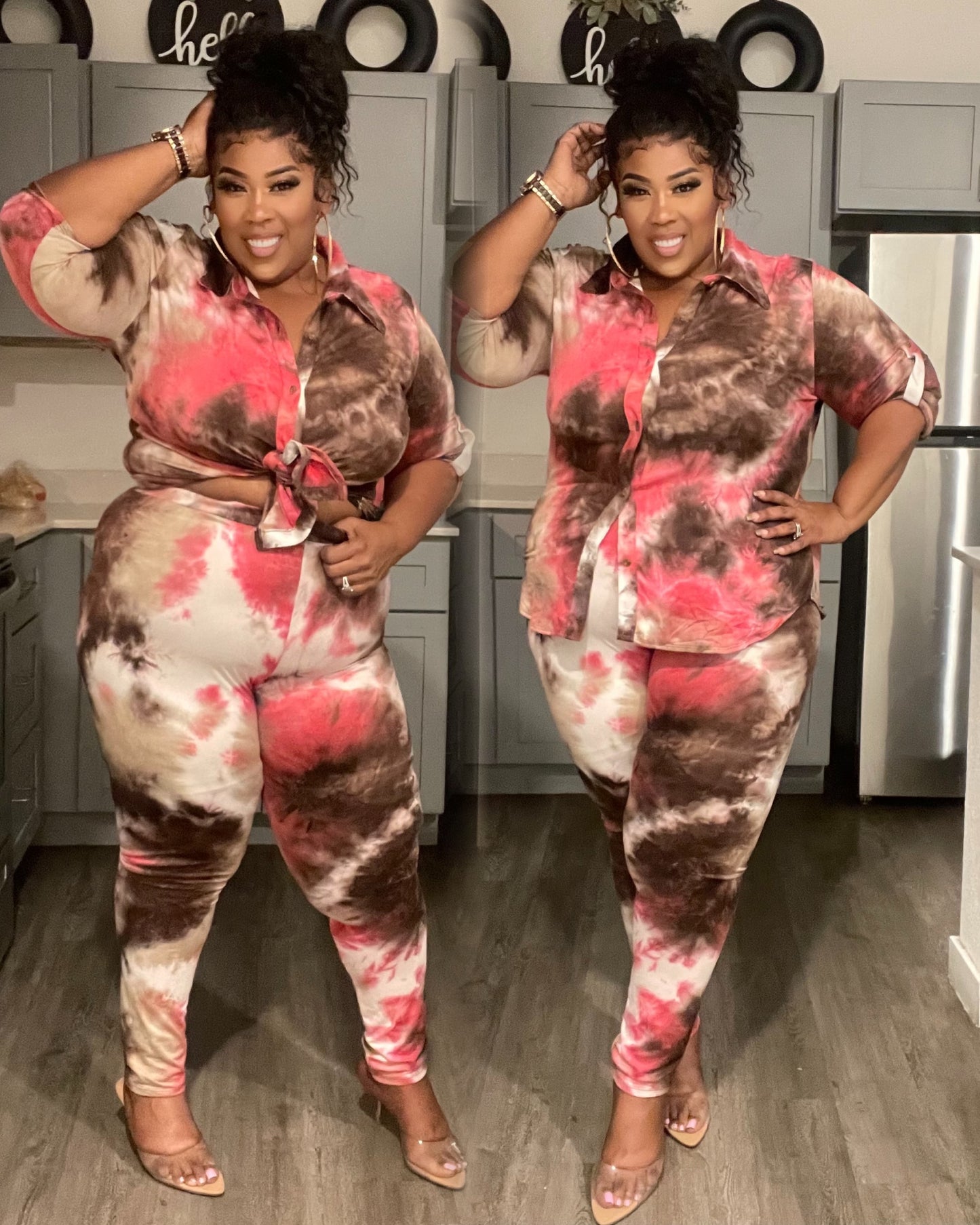 PLUS SIZE TWO COLOR 2 PIECE LEGGING SET