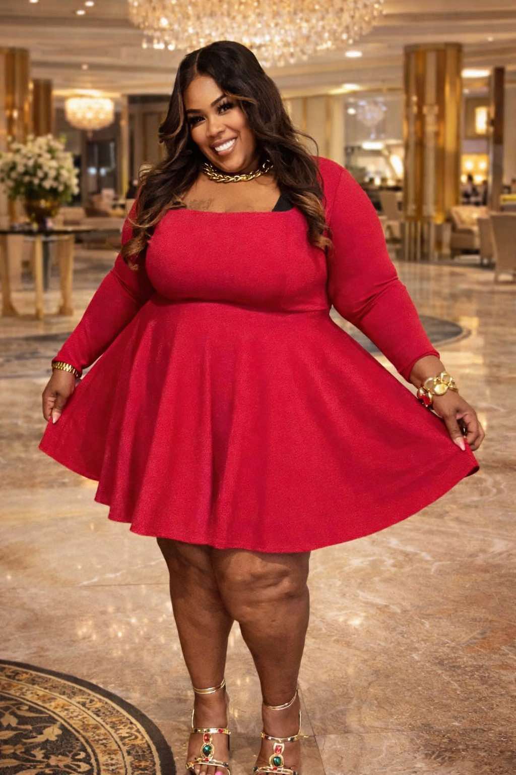 PLUS SIZE LONG SLEEVE BABY DOLL DRESS-07