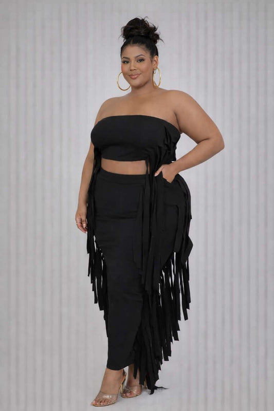 IN A FRINGY 2-PIECE MAXI SKIRT SET-60