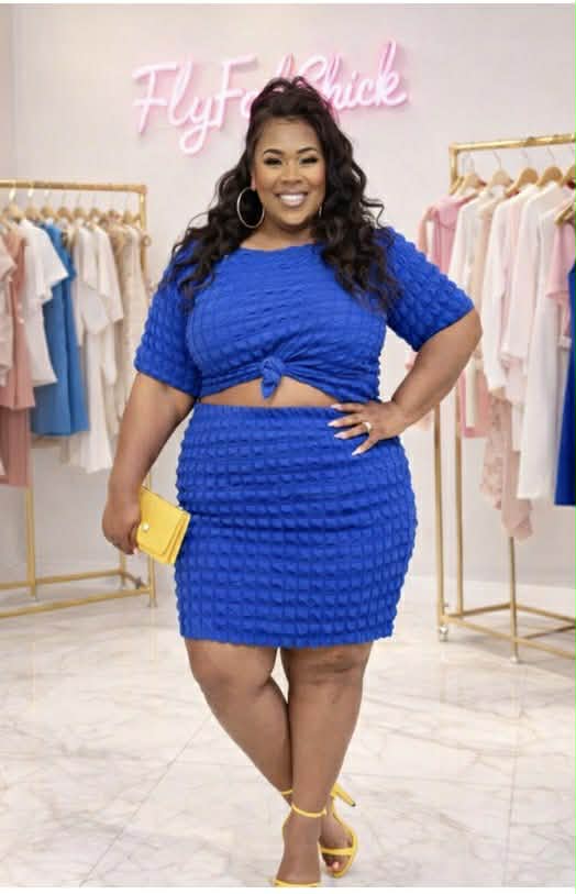 PLUS SIZE Popping My Ish Skirt Set-49