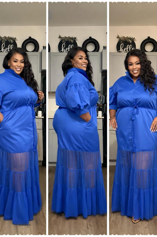 PLUS SIZE Be A Lady Dress-ROYAL BLUE-74