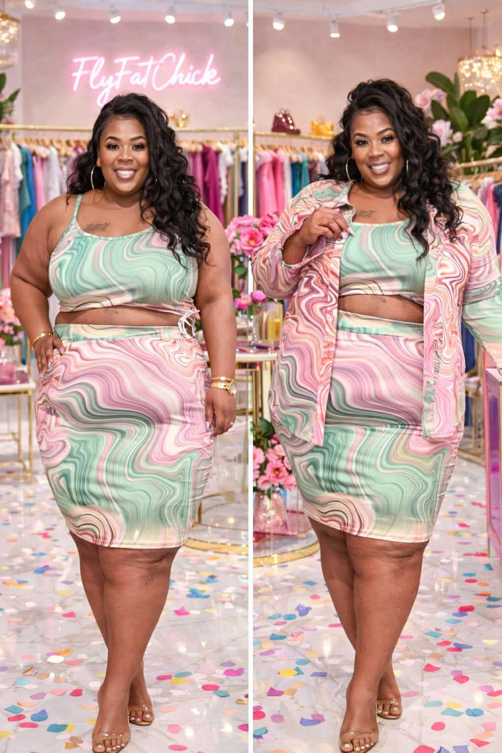 PLUS SIZE SWIRLS FOR ME 3-PIECE Skirt Set-30