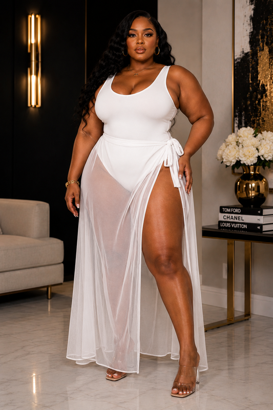 PLUS SIZE "OCEAN BREEZE RESORT "SET-WHITE-53