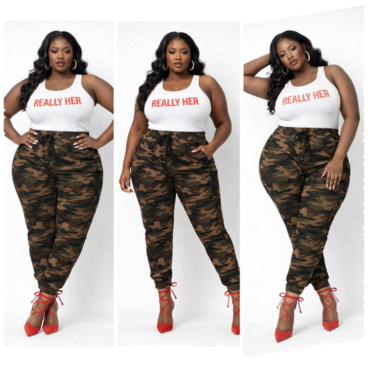 PLUS SIZE CAMO JOGGERS **JOGGERS ONLY**GREEN MIX-61