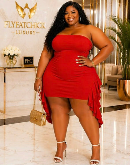 PLUS SIZE "RUFFLE MY FEATHERS" DRESS-RED-39