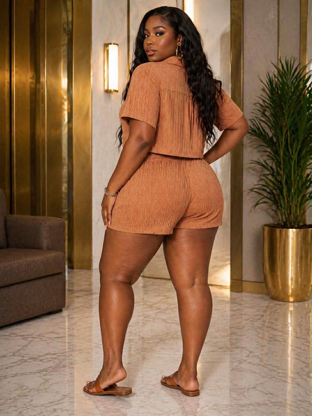 TRIM LUXE SHORT SET-CAMEL
