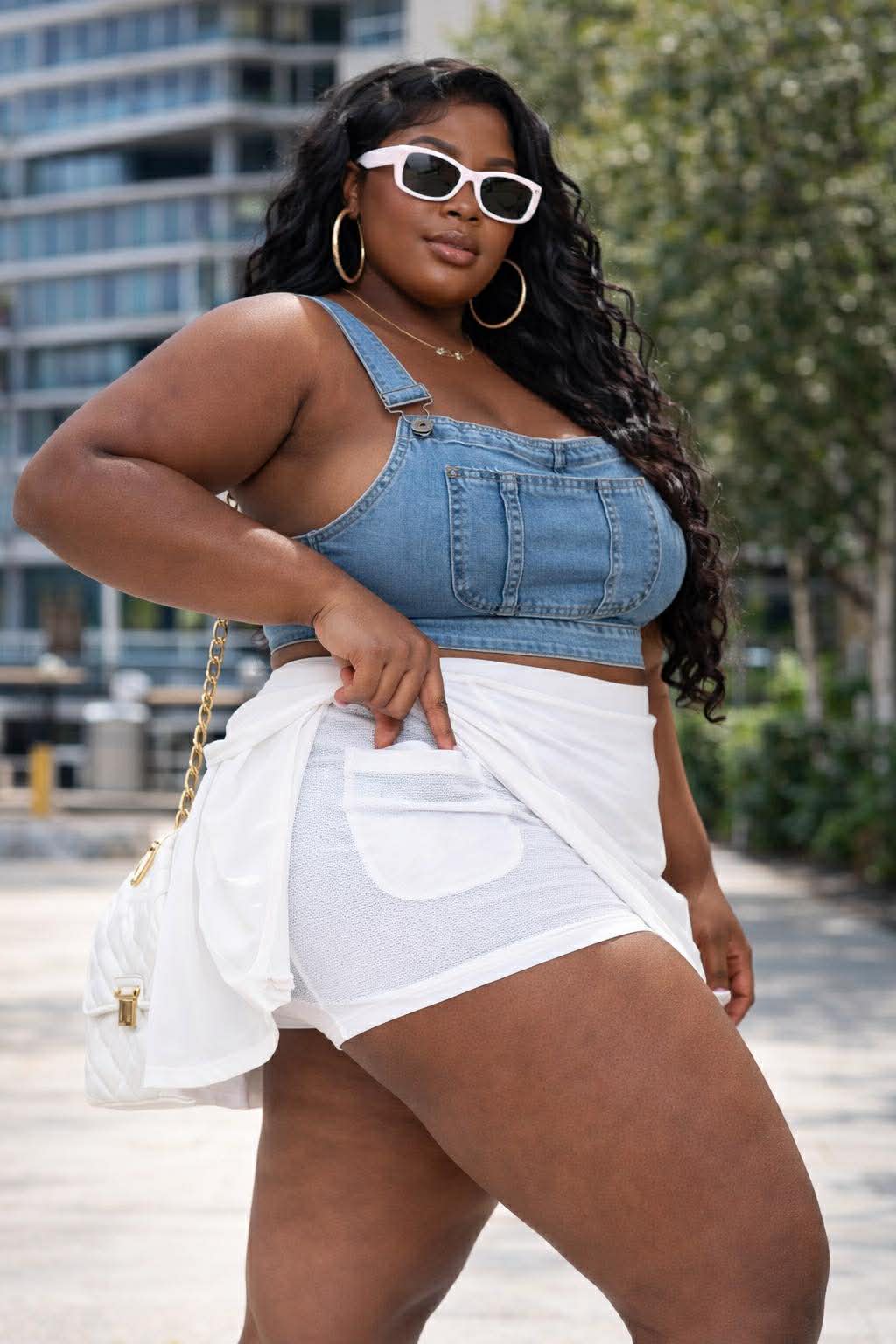 Plus Size Skorts with Hidden Pocket-WHITE-11