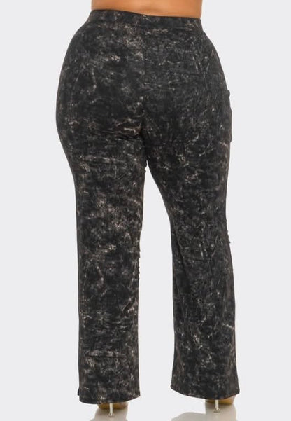 Plus Size Tie Dye Print Laser Cut Flare Pants (PANTS ONLY)-52