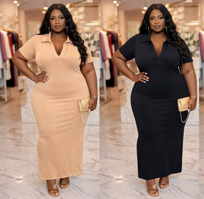PLUS SIZE COLLARD MAXI DRESS-09