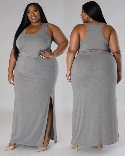 HEATHER GREY Racerback, Maxi Dress-12