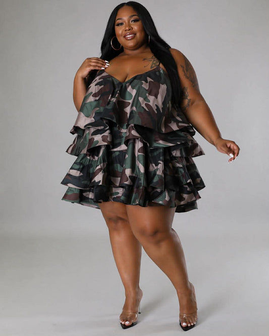 PLUS SIZE "LAYERED LUXE" DRESS-CAMO-66