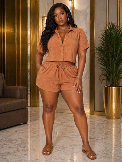 TRIM LUXE SHORT SET-CAMEL