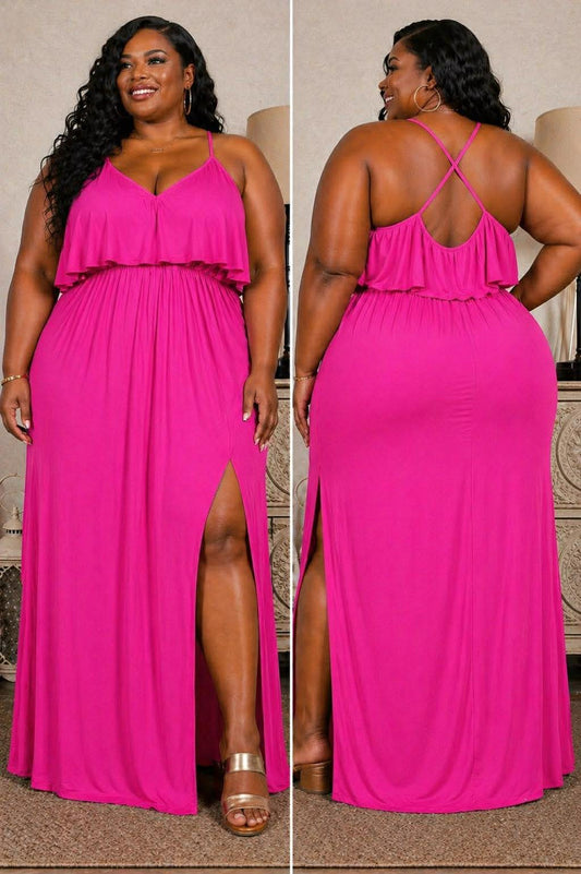 PLUS SIZE "SUN KISSED MAXI DRESS" HOT PINK-31