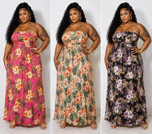 PLUS SIZE "PARADISE PETALS" MAXI DRESS-14