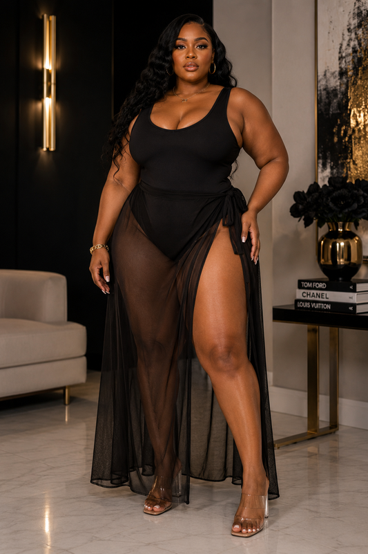PLUS SIZE "OCEAN BREEZE RESORT "SET-BLACK-53
