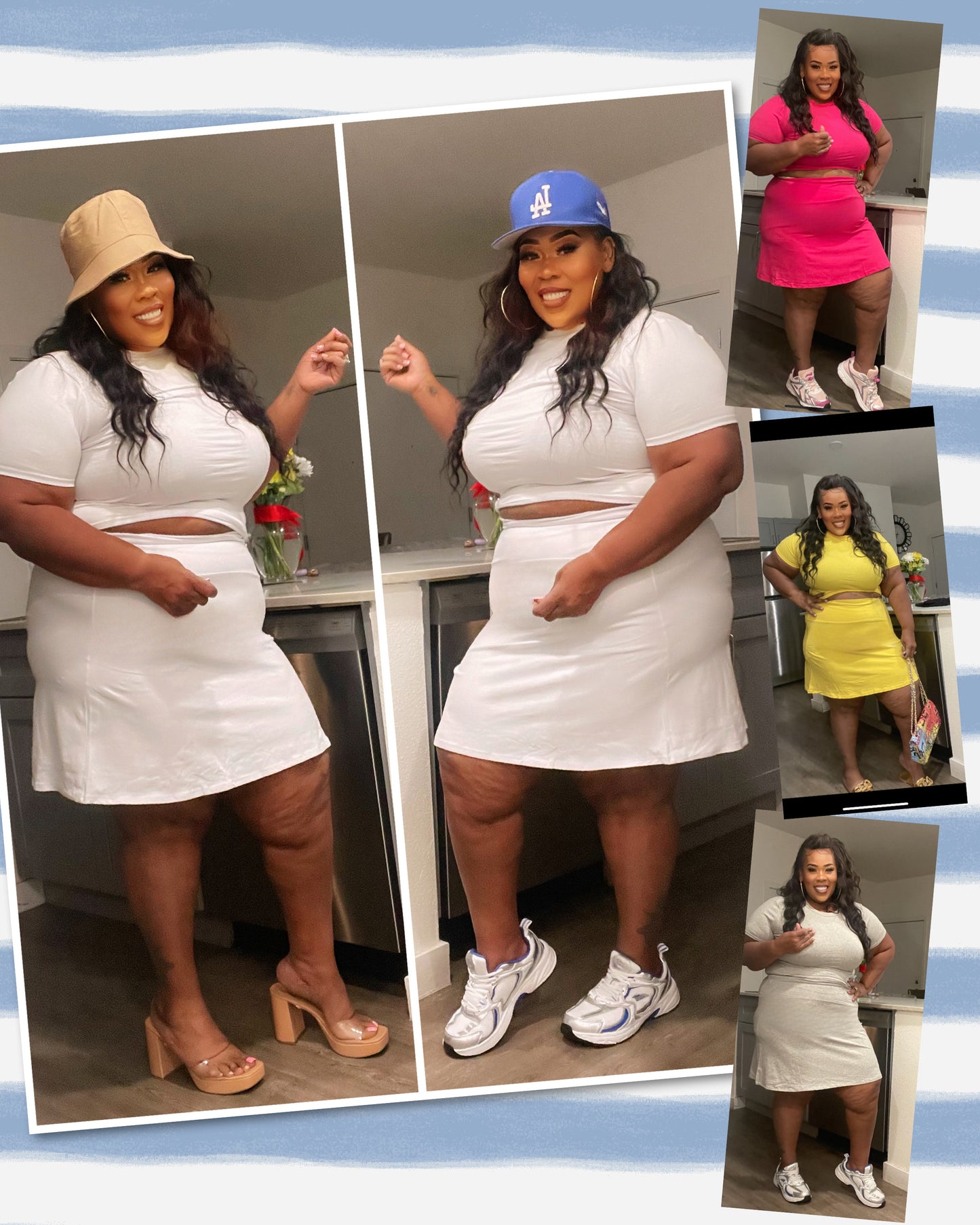 PLUS SIZE 2-PIECE TENCE CROP TOP & SKIRT SET