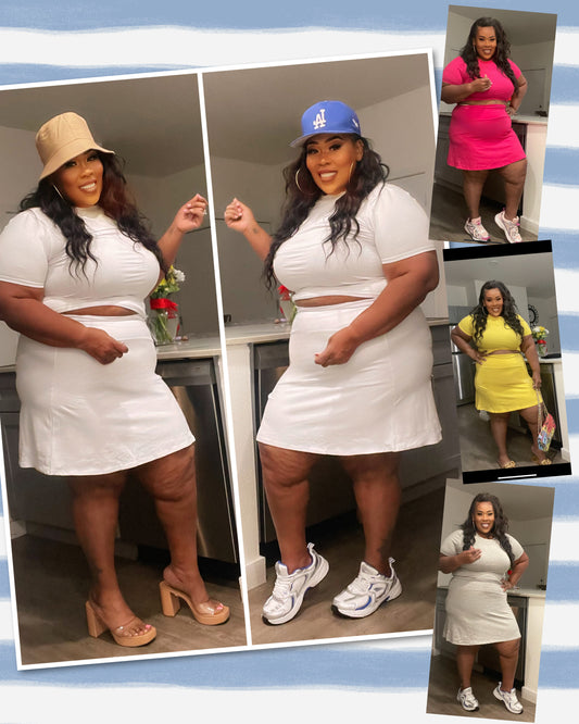 PLUS SIZE 2-PIECE TENCE CROP TOP & SKIRT SET