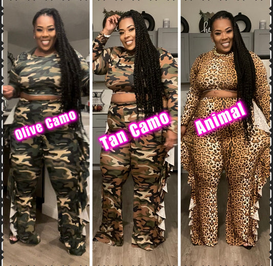PLUS SIZE RUFFLE PANT SETS WILL SHIP 9/2)