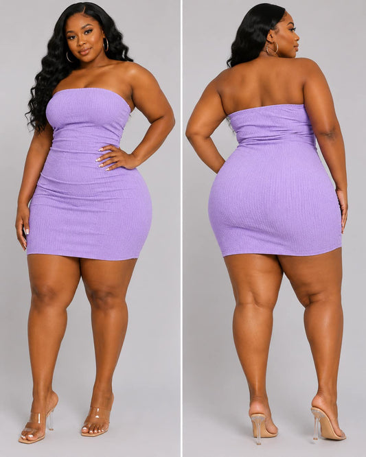 PLUS SIZE "SOFT LIFE"MINI DRESS-LAVENDAR-64