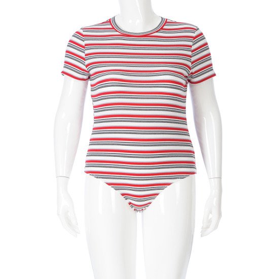 RED/GREY STRIPED BODYSUIT-67