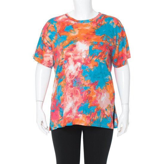 $3 SPECIAL!!! PLUS SIZE TYE DYE TEE-PINK/BLUE MIX