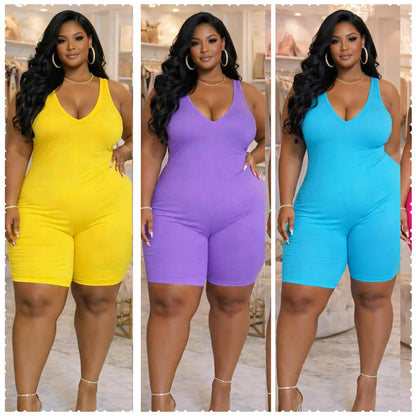 PLUS SIZE COTTON SHORT ROMPER-10
