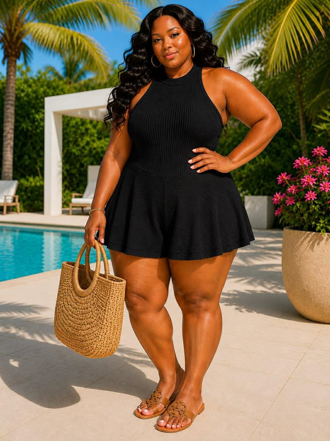 Plus Size " BABY DOLL BEAUTY" ROMPER-BLACK