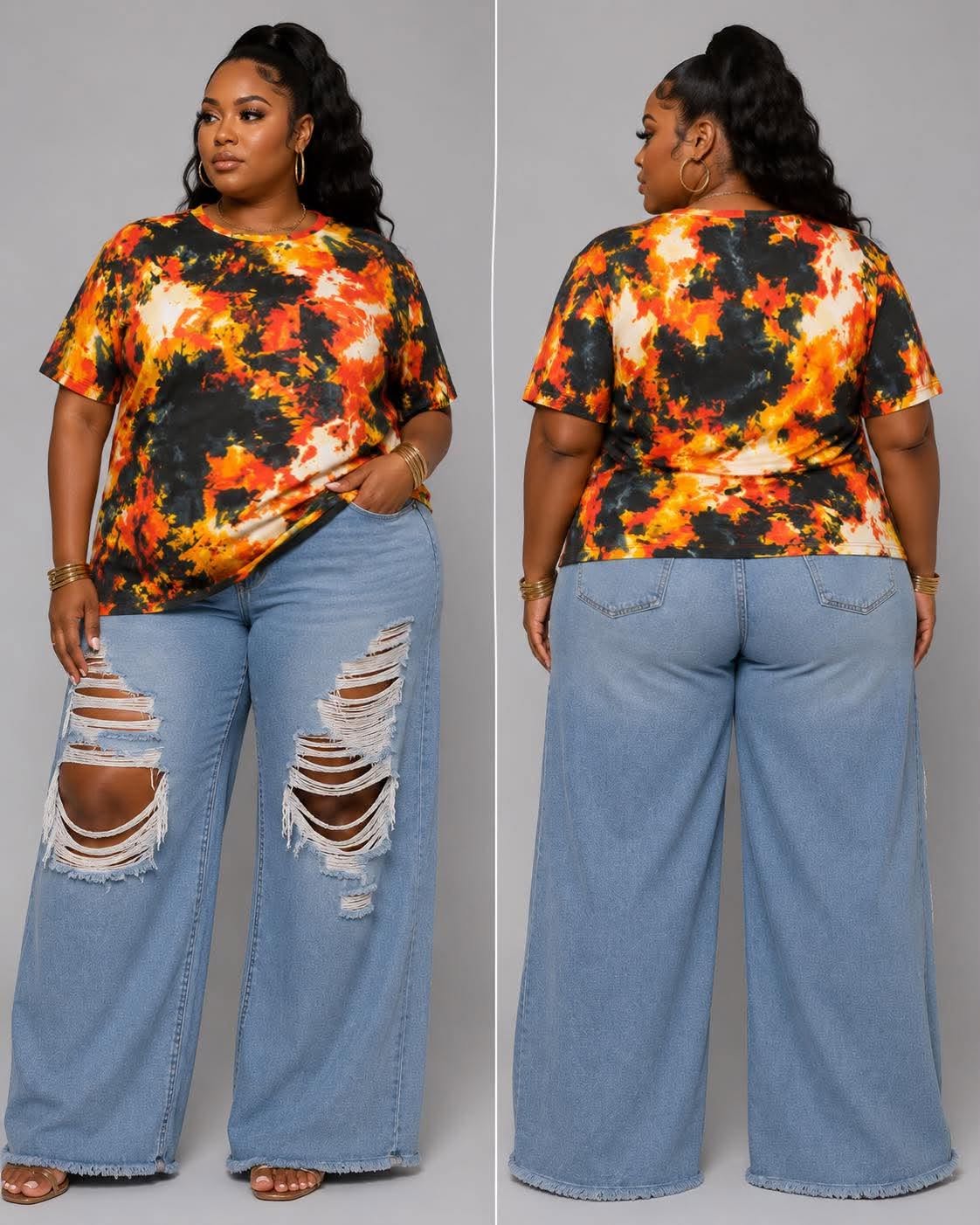 $3 SPECIAL!!! PLUS SIZE TYE DYE TEE-NAVY MIX