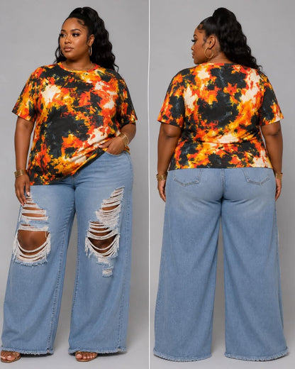 $3 SPECIAL!!! PLUS SIZE TYE DYE TEE-NAVY MIX