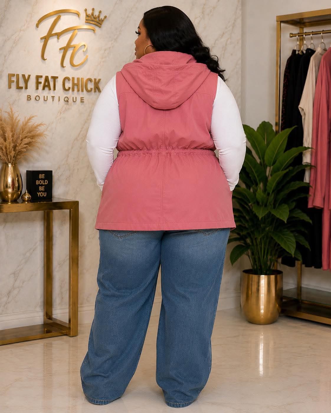 PLUS SIZE SLEEVELESS HOODED CARG JACKET-48
