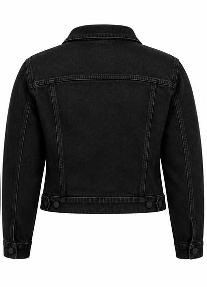 PLUS SIZE DENIM CROP DESTRUCTED JACKET-BLACK DENIM-52