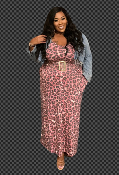 PLUS SIZE 2-POCKET MAXI DRESSANIMAL PRINT-