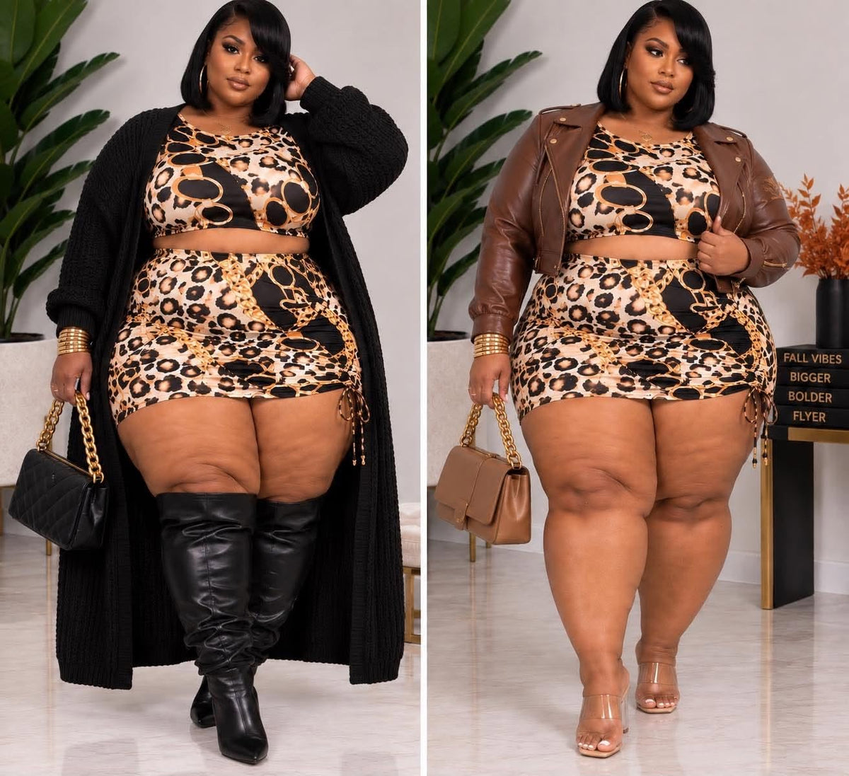 PLUS SIZE 2-PIECE ANIMAL PRINTED SKIRT SET-11