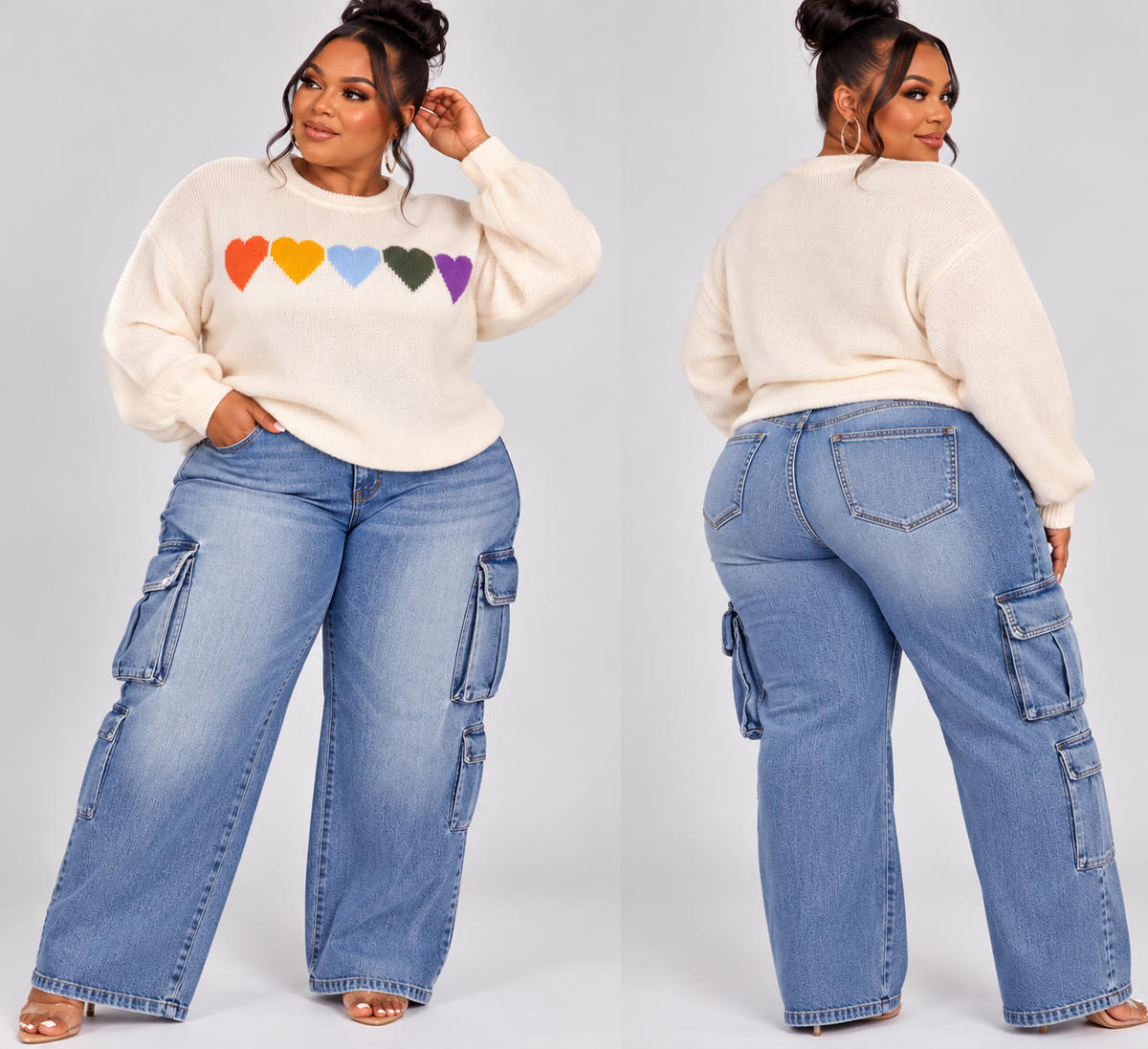 PLUS SIZE "SWEATER WEATHER" MULTI HEARTS-47