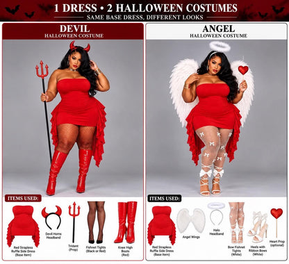 PLUS SIZE "RUFFLE MY FEATHERS" DRESS-RED-39