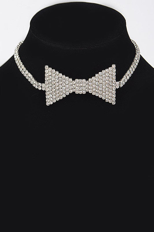 BOWTIE CHOKER NECKLACE -SILVER