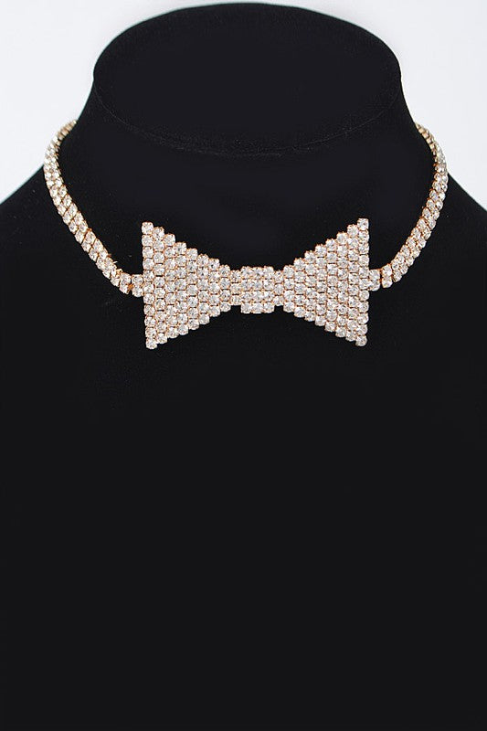 BOWTIE CHOKER NECKLACE -GOLD
