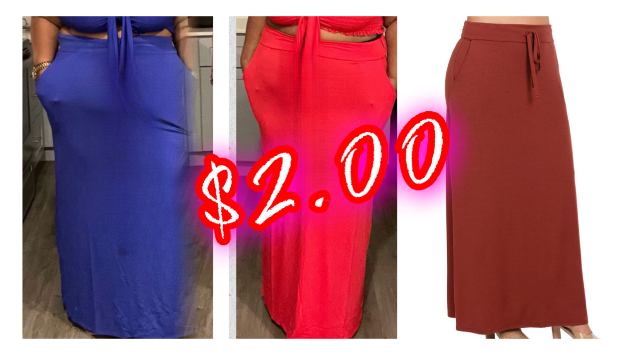 PLUS SIZE 2-POCKET MAXI SKIRT