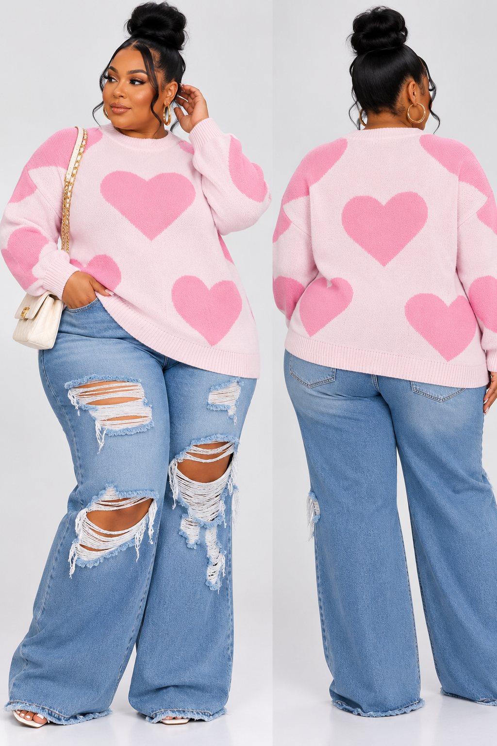 PLUS SIZE "CHECK MY SWEETHEART ENERGY" SWEATER-
