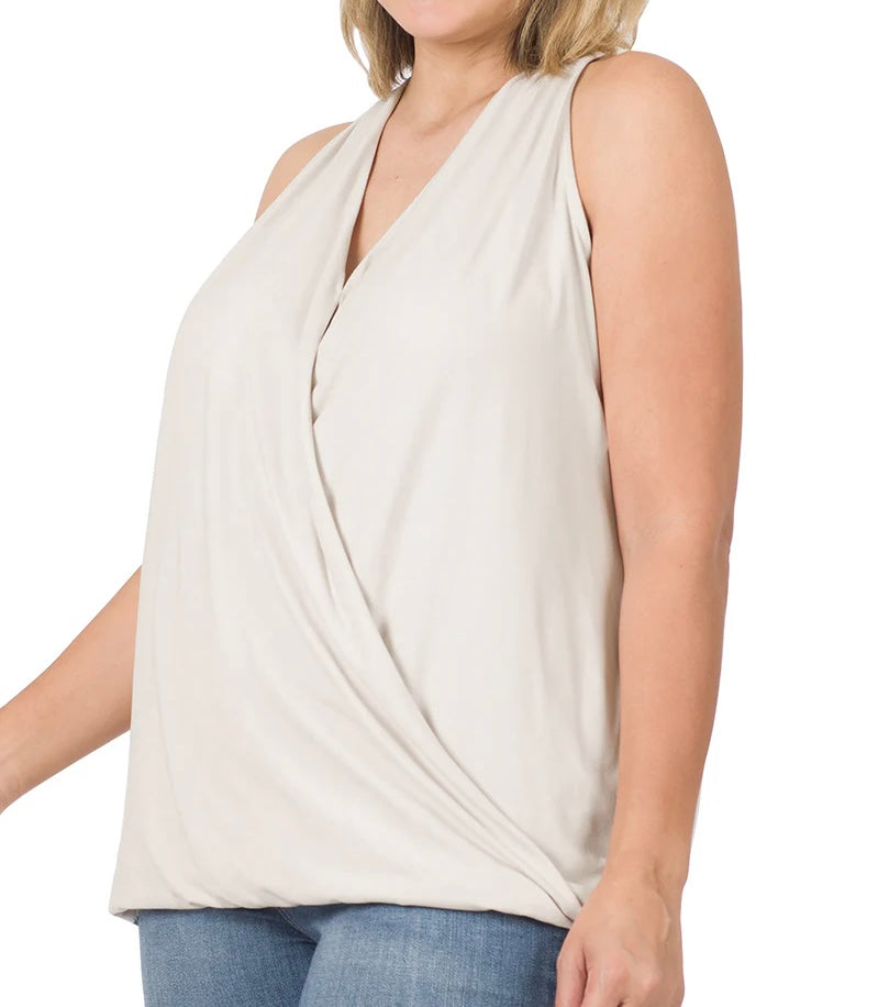 PLUS SIZE BRUSHD SURPLICE TOP (will ship 9/10)