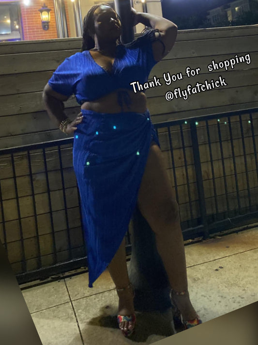 BARE TO BE RISKY 2-PIECE SKIRT SET-ROYAL BLUE