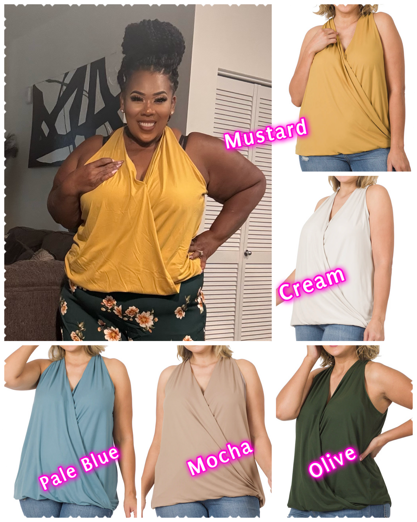 PLUS SIZE BRUSHD SURPLICE TOP (will ship 9/10)