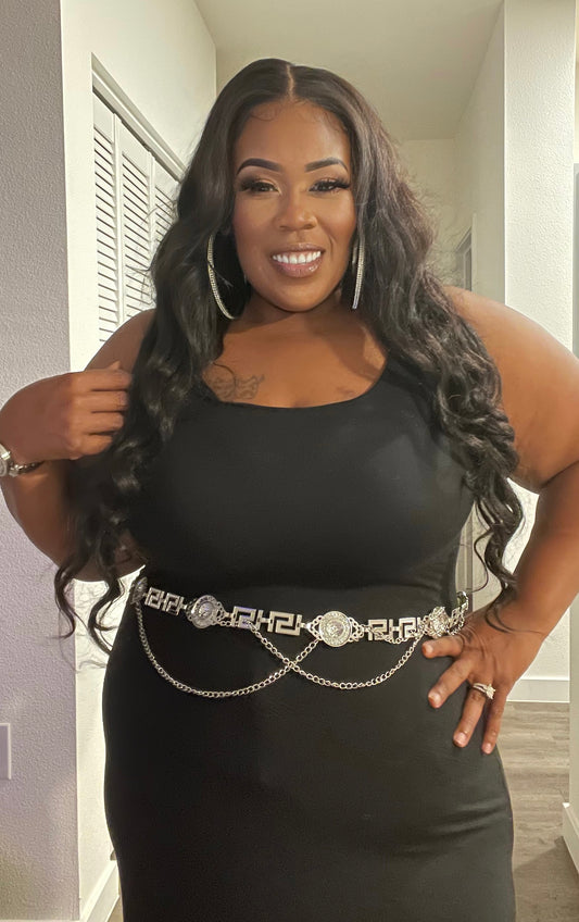 Metal Plus Size Chain Belt-SILVER