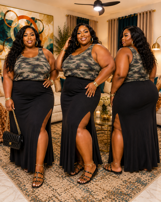 PLUS SIZE DOU CAMOFLAGUE MAXI DRESS-04