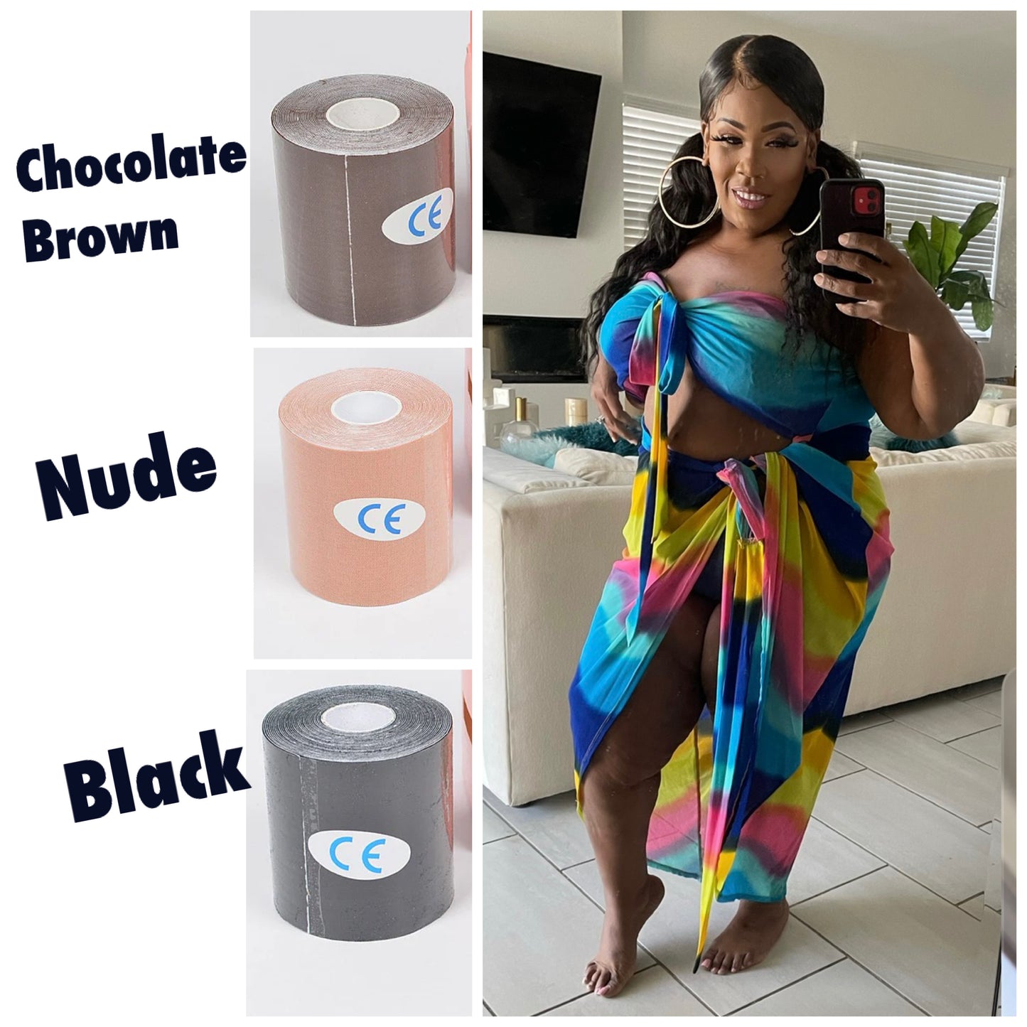 3 inch Wide Plus Boobytape for Breast Lift Tape Adhesive Bra Tape