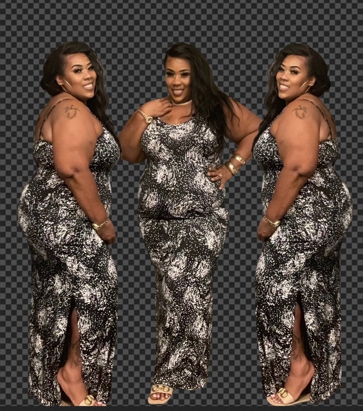 PLUS SIZE "LIL BLACK/WHITE SPAGHETTI STRAP DRESS" (Copy)